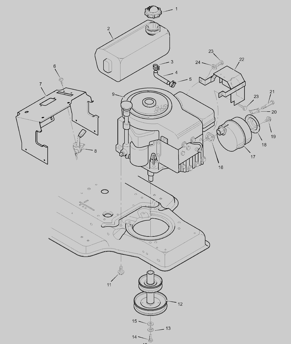 Engine Mount Diagram and Parts List for 38717X53A-(MT432T)  Briggs and Stratton Lawn Tractor
